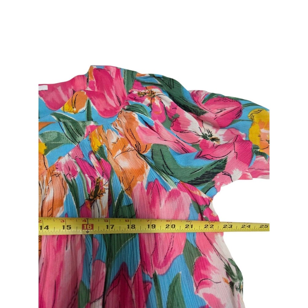 Go Softly Patio Dress Women's XL Colorful Tropical Rayon Pocket Pullover Midi - Picture 6 of 9